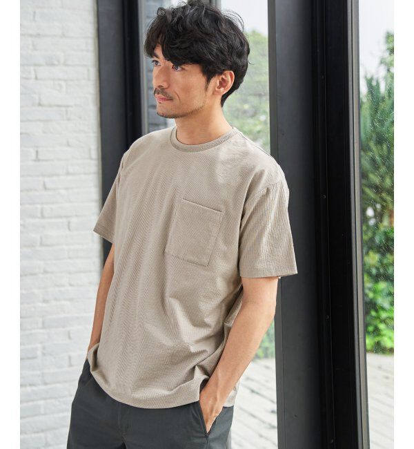 ikka「冷感DRYサッカーポケットTシャツ」|Tシャツ・カットソー|