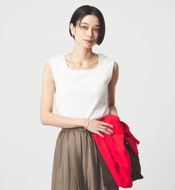 UNITED ARROWS green label relaxing「ブライトリブ デコルテ フレンチスリーブ プルオーバー カットソー」|Tシャツ・カットソー|OFF WHITE