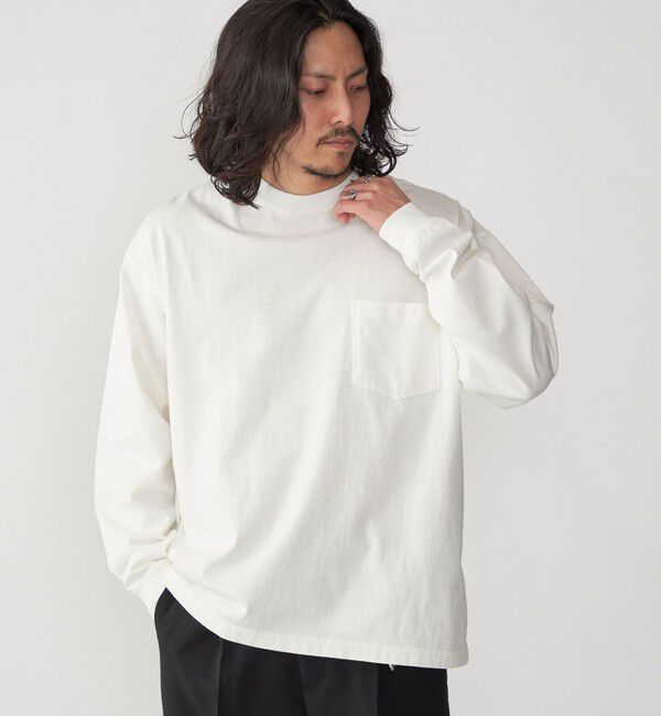 SHIPS「SHIPS: COTTON USA ポケット 長袖 Tシャツ ロンT」|Tシャツ・カットソー|ホワイト