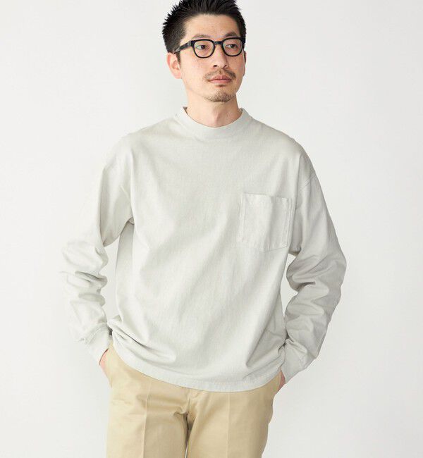 SHIPS「SHIPS: COTTON USA ポケット 長袖 Tシャツ ロンT」|Tシャツ・カットソー|ライトグレー