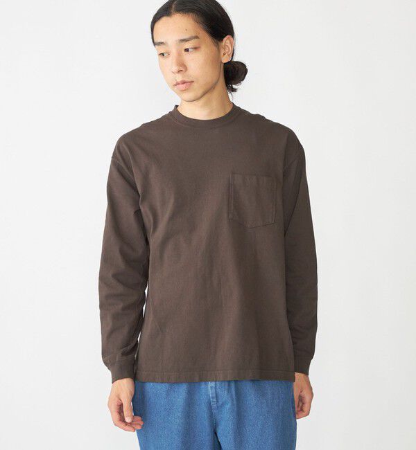 SHIPS「SHIPS: COTTON USA ポケット 長袖 Tシャツ ロンT」|Tシャツ・カットソー|ダークブラウン