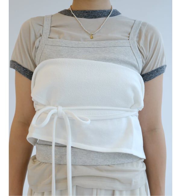 IENA LA BOUCLE「fifi collection フィフィコレクション Trim sheer SS TEE mix gray  25-04」|Tシャツ・カットソー|