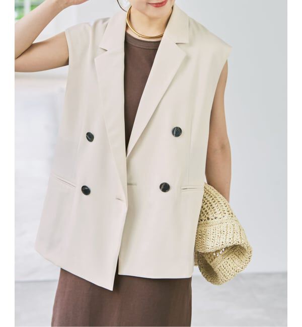 Spick and Span「《セットアップ可》ツイルストレッチダブルボタン ベスト」|ベスト・ジレ|ナチュラル