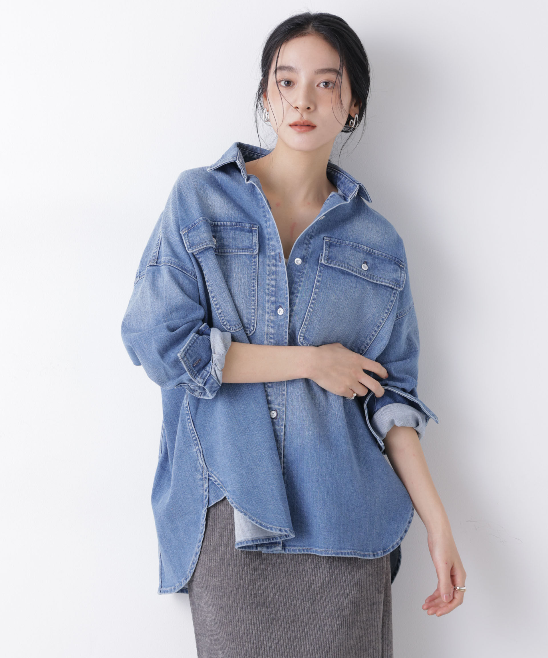 nano･universe「Healthy DENIM/別注 Almond Mid Used」|シャツ・ブラウス|