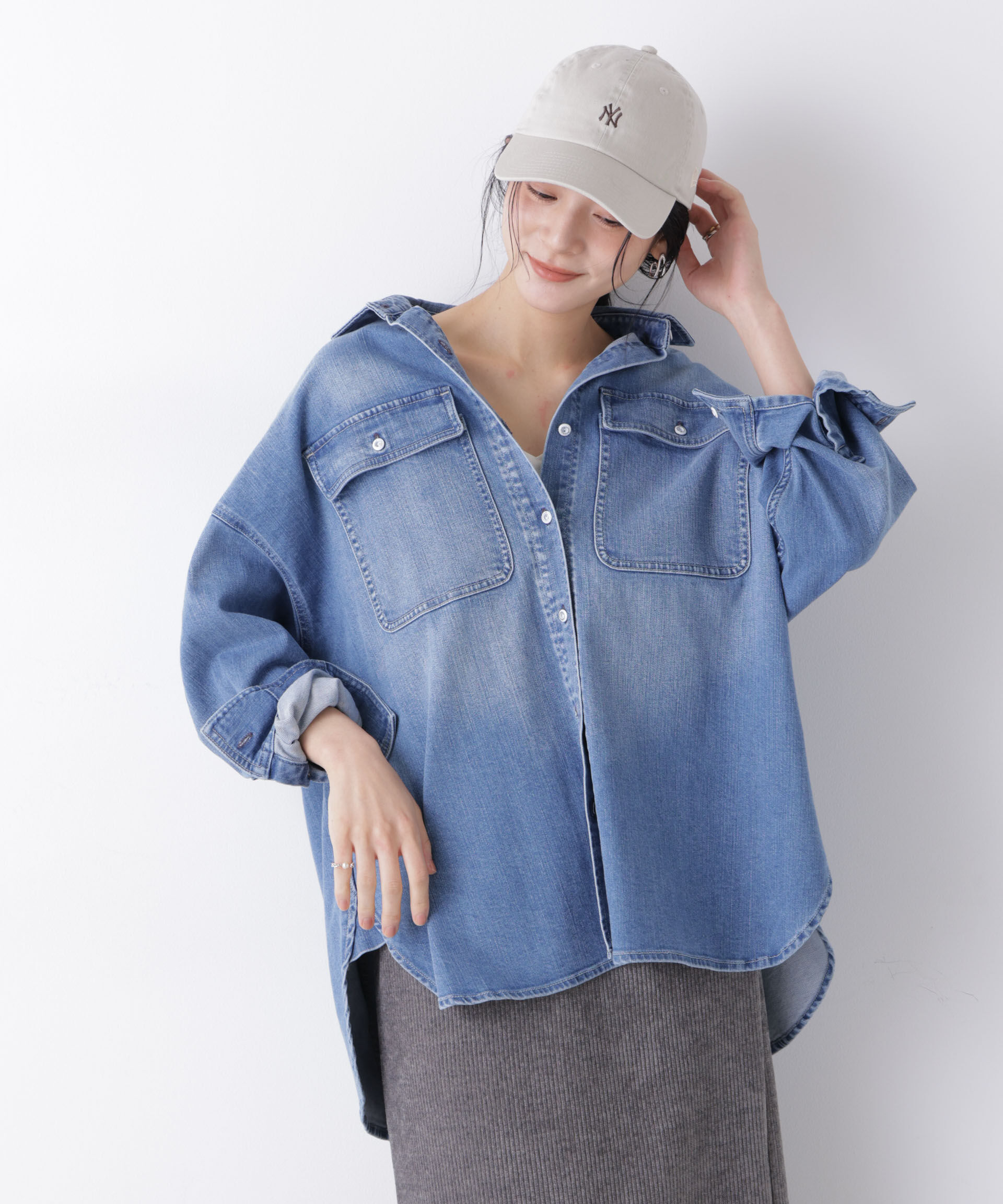 nano･universe「Healthy DENIM/別注 Almond Mid Used」|シャツ・ブラウス|