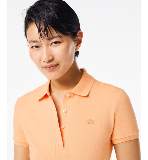 LACOSTE「スリムフィット ストレッチコットンピケポロシャツ（半袖）」|ポロシャツ|オレンジ系その他