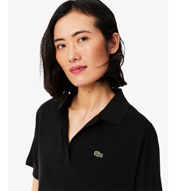 LACOSTE「サイドスリット スキッパーネック ドレープポロシャツ」|ポロシャツ|