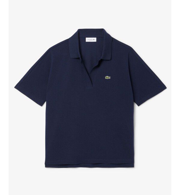LACOSTE「サイドスリット スキッパーネック ドレープポロシャツ」|ポロシャツ|