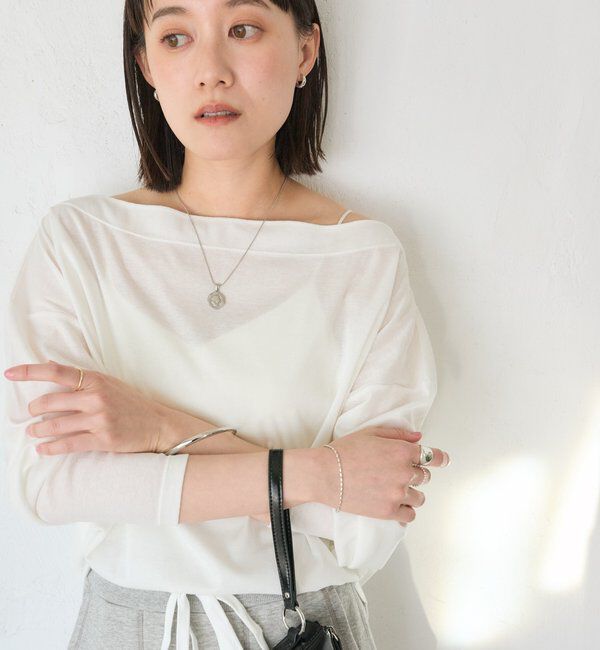  「【大人の肌見せ/抜け感◎/接触冷感/汗じみ防止機能付き】シアードルマンカットソー」|Tシャツ・カットソー|