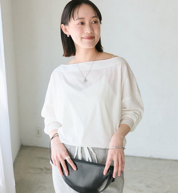  「【大人の肌見せ/抜け感◎/接触冷感/汗じみ防止機能付き】シアードルマンカットソー」|Tシャツ・カットソー|
