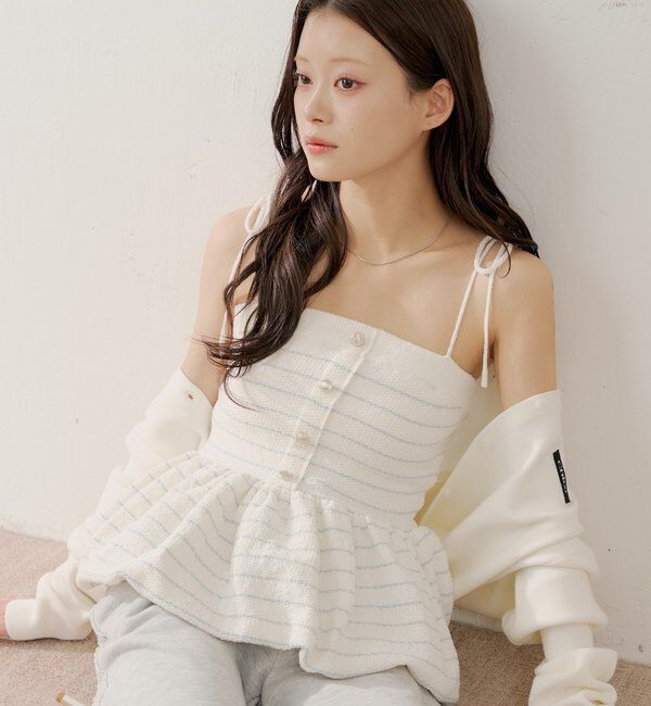  「【WEB限定カラーあり】ペプラムニットベアトップス」|ニット・セーター|