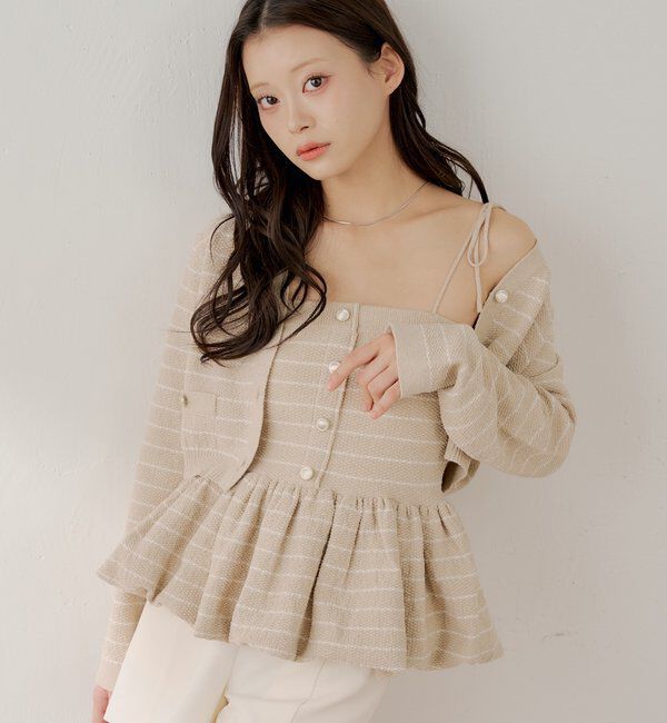  「【WEB限定カラーあり】ペプラムニットベアトップス」|ニット・セーター|