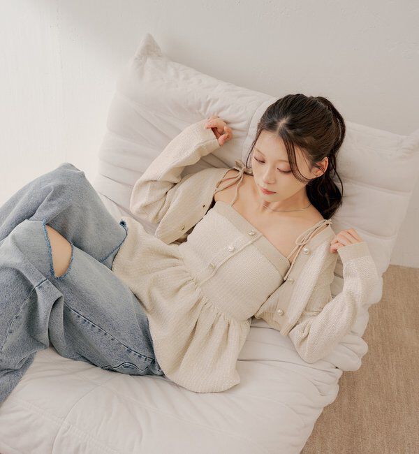  「【WEB限定カラーあり】ペプラムニットベアトップス」|ニット・セーター|