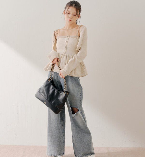  「【WEB限定カラーあり】ペプラムニットベアトップス」|ニット・セーター|