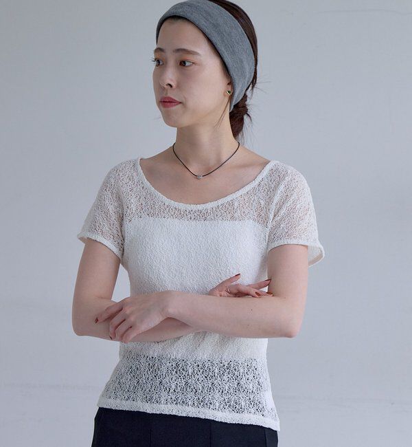  「【前後2WAY】絡みレースチビTee」|Tシャツ・カットソー|