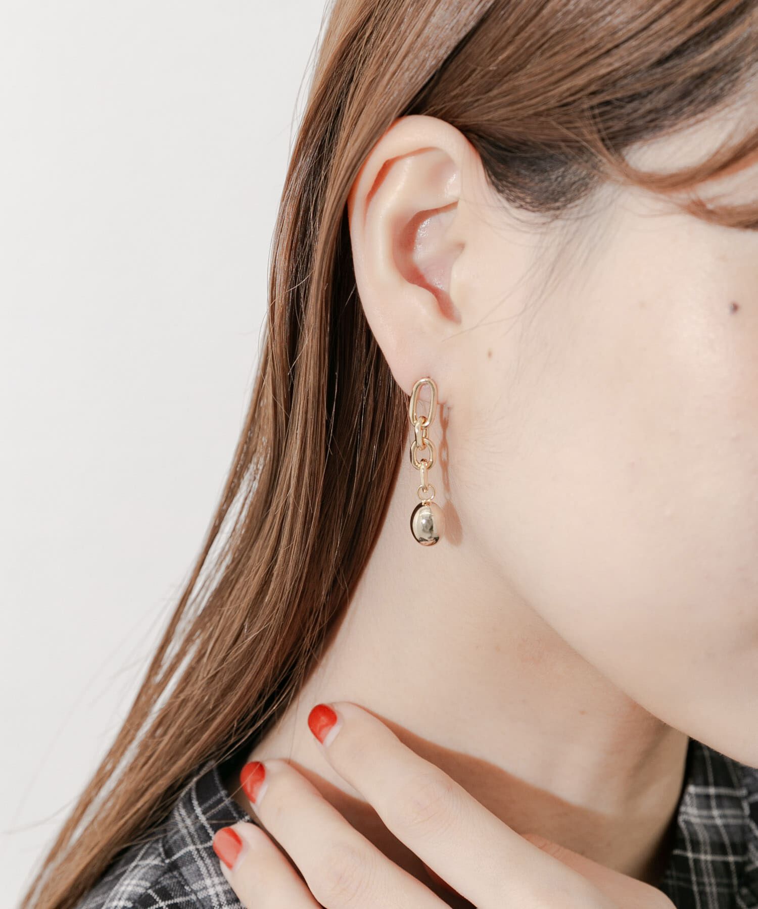 SMELLY「メタルボールドロップチェーンピアス」|ピアス|