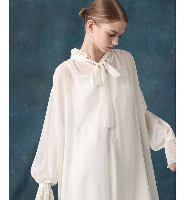 LOULOU WILLOUGHBY「【LOULOU WILLOUGHBY】プリーツディテールシフォンワンピース」|ワンピース|