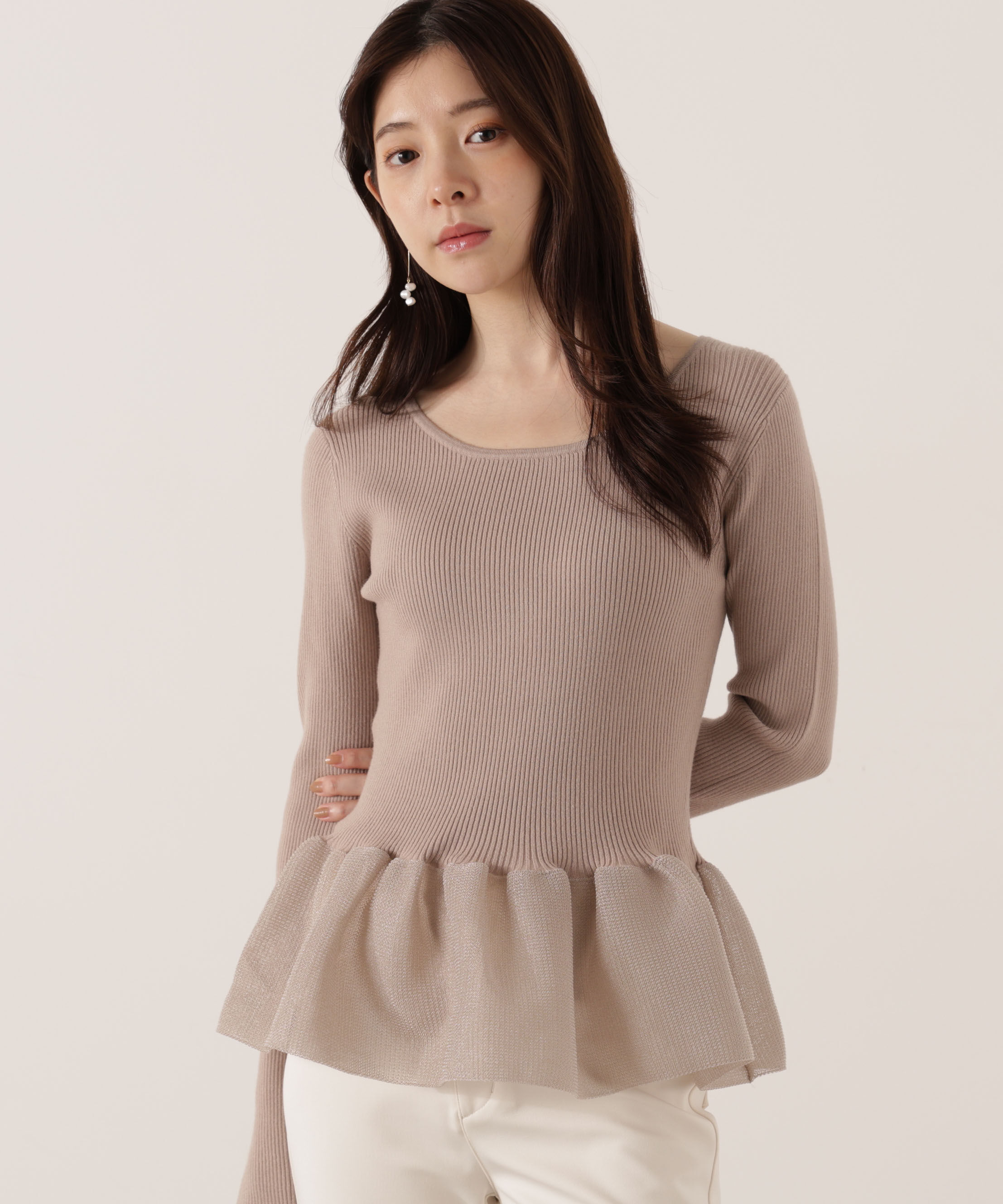 PROPORTION BODY DRESSING「＜ウォッシャブル＞ペプラムリブニット 25AW」|ニット・セーター|