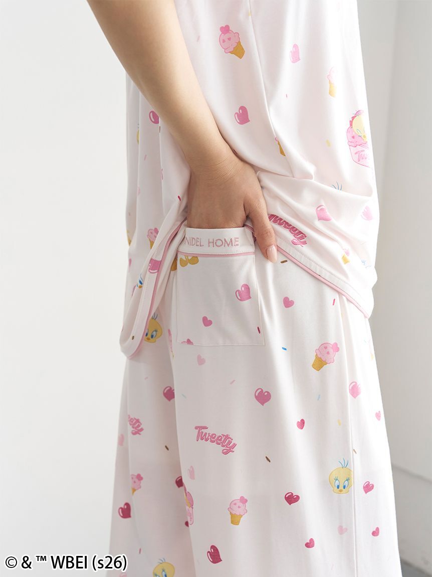 SNIDEL HOME「【WEB限定】【セット商品】【Tweety】開襟シャツ&カットロングパンツSET」|ルームウェア|
