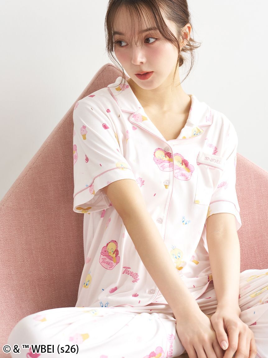 SNIDEL HOME「【WEB限定】【セット商品】【Tweety】開襟シャツ&カットロングパンツSET」|ルームウェア|