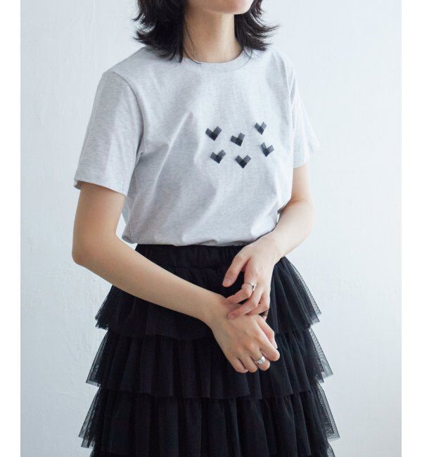 VENCE share style「オーガンジーハートTシャツ」|Tシャツ・カットソー|