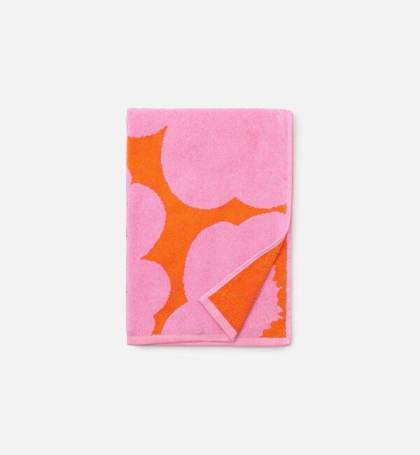 Marimekko「Unikko ハンドタオル 50&times;70cm」|タオル|ピンク&times;オレンジ