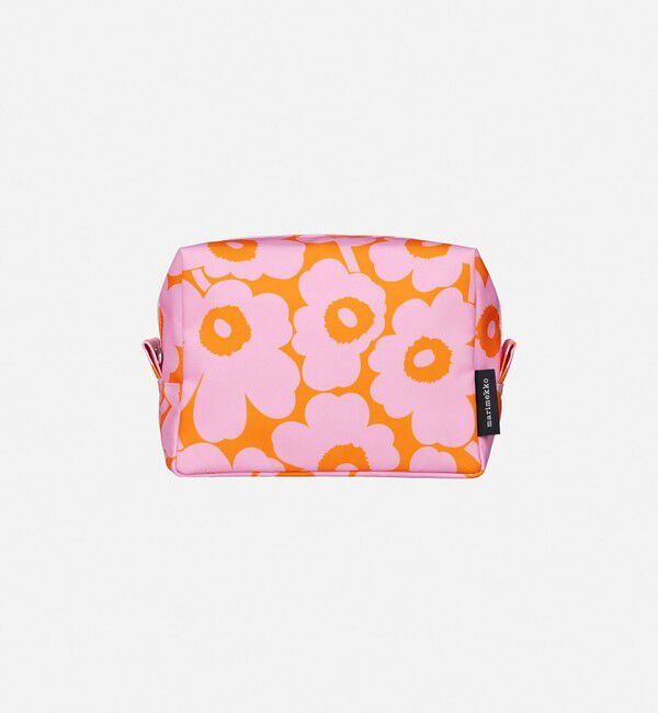Marimekko「Vilja Mini Unikko コスメティックバッグ」|美容液・オイル・クリーム|ピンク&times;オレンジ