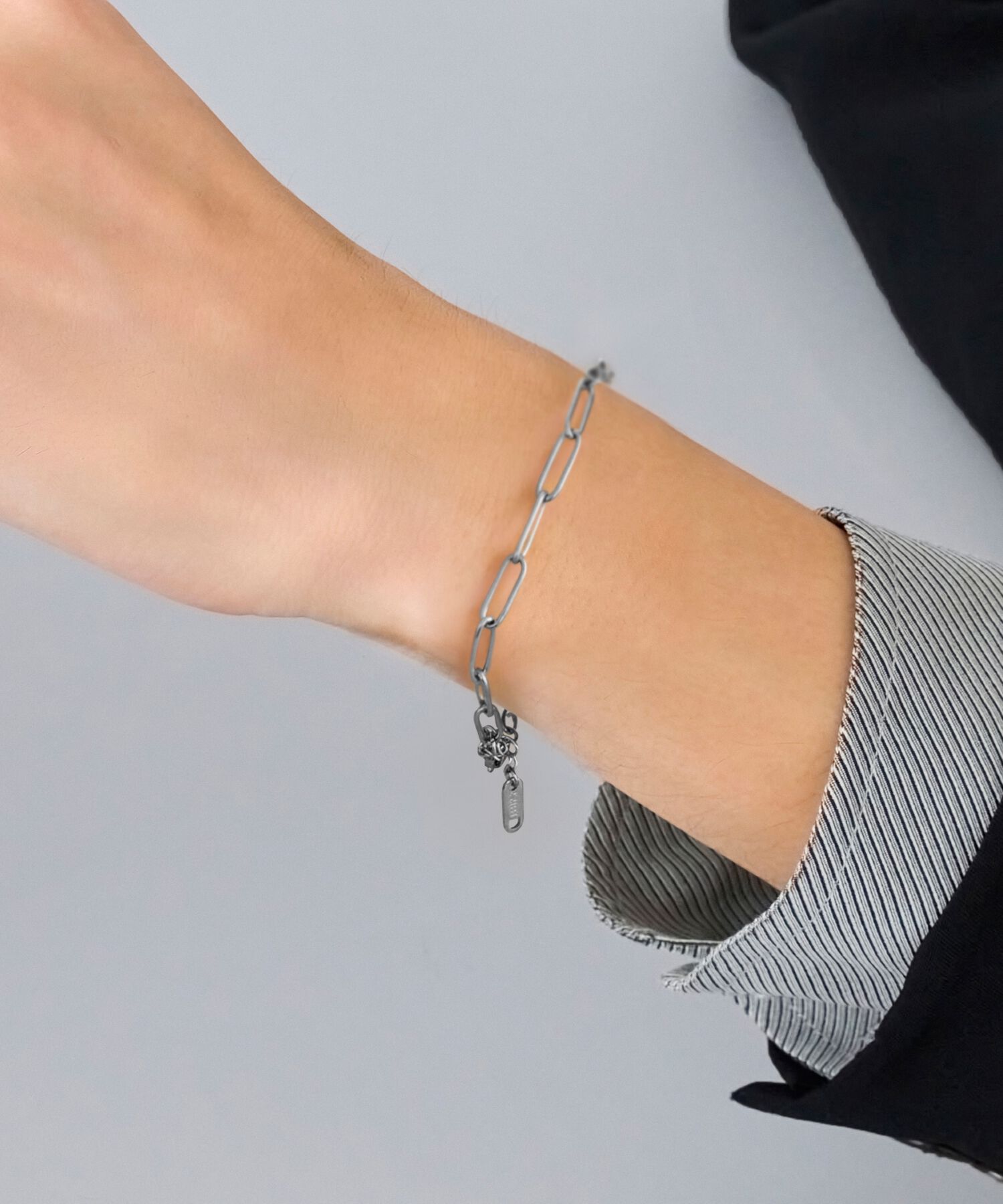 Phoebe「【金属アレルギー対応】チャンキーミックスチェーンブレスレット　シルバー/サージカルステンレス」|ブレスレット・バングル|