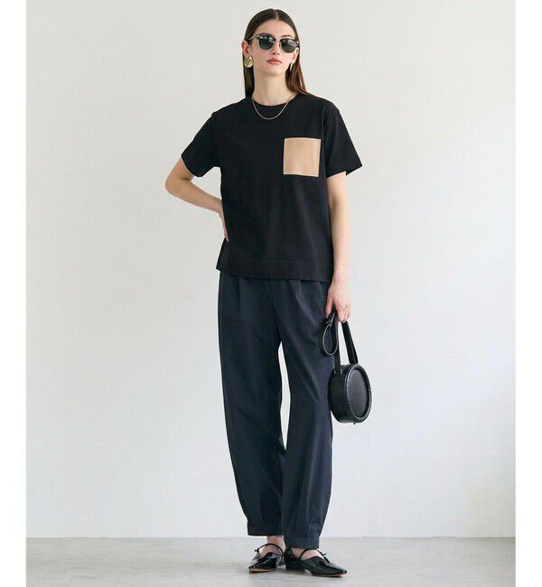 BEIGE,「【定番・再入荷】TORENIA / レザーポケットコットンクルーネックTシャツ」|Tシャツ・カットソー|