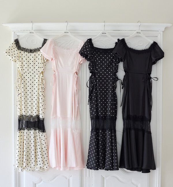  「【Lace Collection】サイドカットレース切替ロングワンピース」|ワンピース|