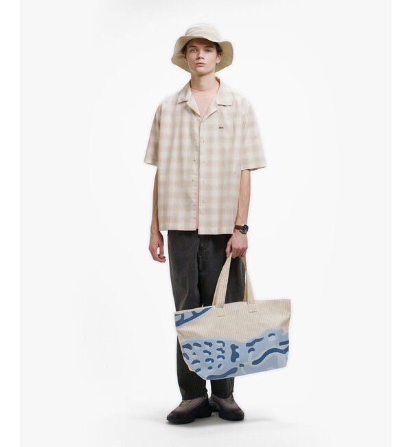 LACOSTE「リネンブレンドオープンカラーオンブレチェックシャツ」|シャツ・ブラウス|