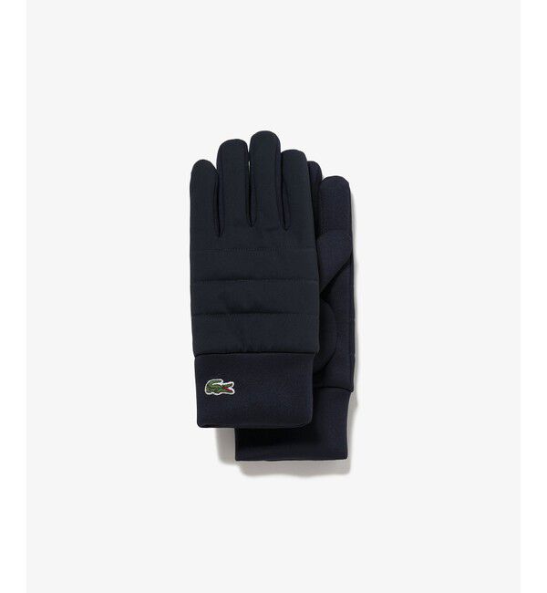 LACOSTE「ナイロン&times;ダンボールニットコンビグローブ」|手袋|ネイビー