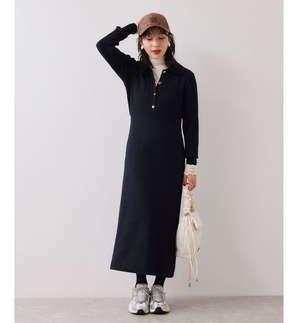 VIS「ポロケーブルモチモチニットワンピース」|ワンピース|
