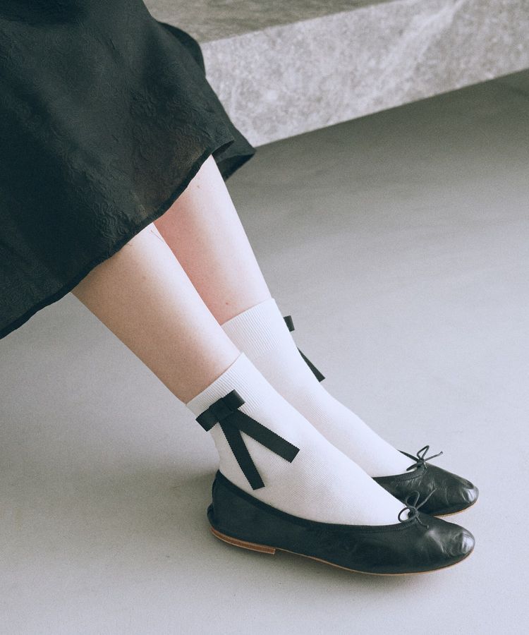 Maison de FLEUR「グログランリボンソックス」|その他|アイボリー