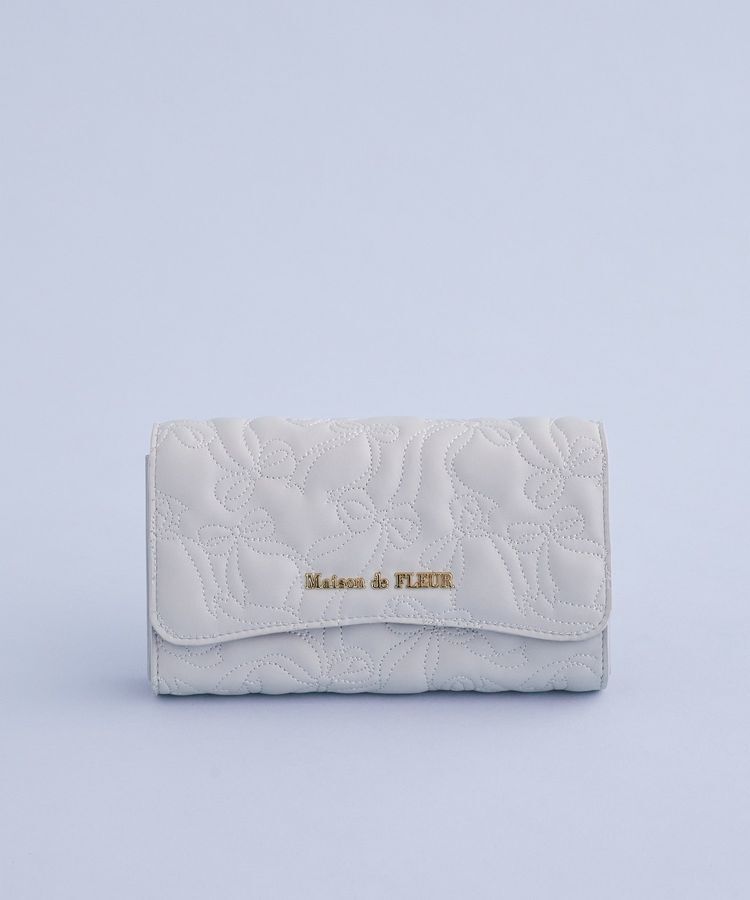 Maison de FLEUR「リボンキルティングロングウォレット」|財布|サックスブルー
