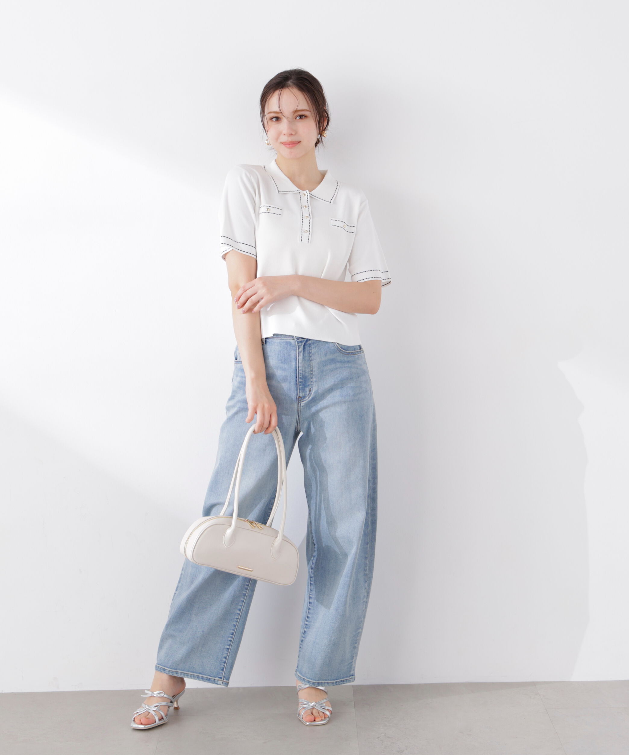 PROPORTION BODY DRESSING「＜UV＞衿付きステッチラインニット　26SS」|ニット・セーター|