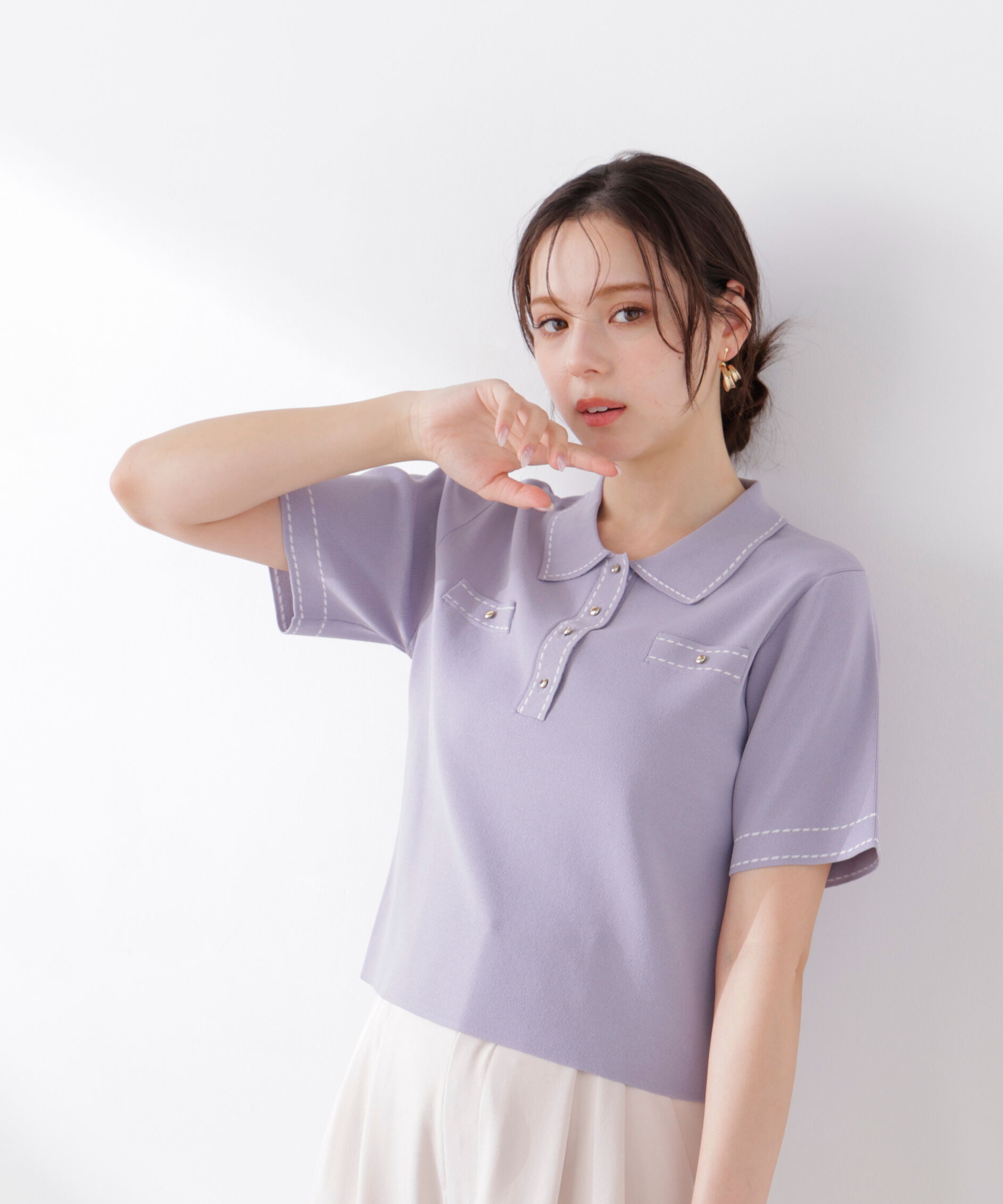 PROPORTION BODY DRESSING「＜UV＞衿付きステッチラインニット　26SS」|ニット・セーター|