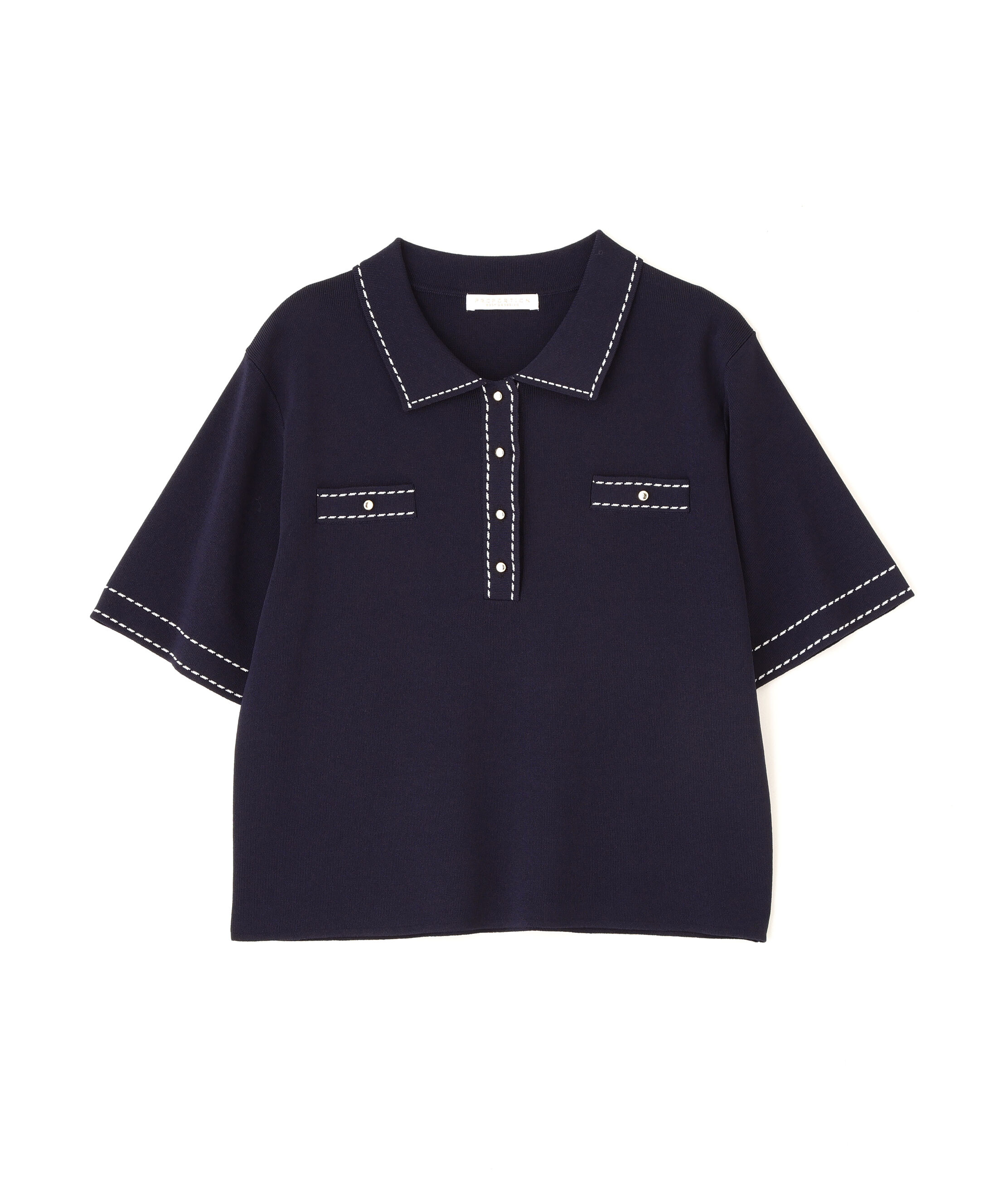 PROPORTION BODY DRESSING「＜UV＞衿付きステッチラインニット　26SS」|ニット・セーター|