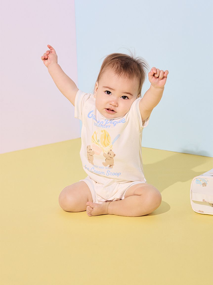 GELATO PIQUE KIDS & BABY「【BABY】【接触冷感】アイスクリームベアワンポイントロンパース」|ロンパース|