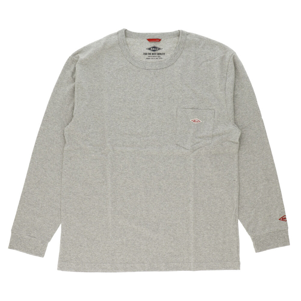 BACKYARD FAMILY「tシャツ 長袖 メンズ 通販 綿100% ブランド BALL 60500 おしゃれ ロンt 無地」|Tシャツ・カットソー|グレー1