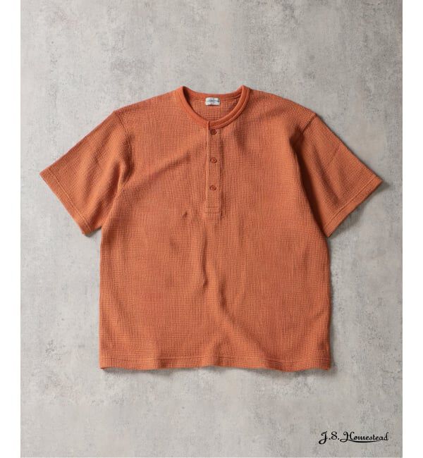 J.S.Homestead「J.S.Homestead / レノ メッシュ ファブリック ヘンリー ネック Tシャツ」|Tシャツ・カットソー|オールドブラウン