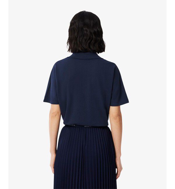 LACOSTE「サイドスリット スキッパーネック ドレープポロシャツ」|ポロシャツ|