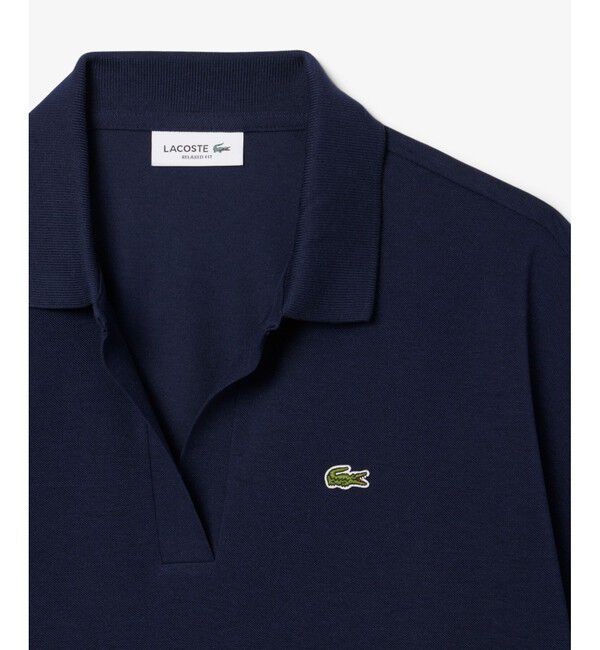 LACOSTE「サイドスリット スキッパーネック ドレープポロシャツ」|ポロシャツ|