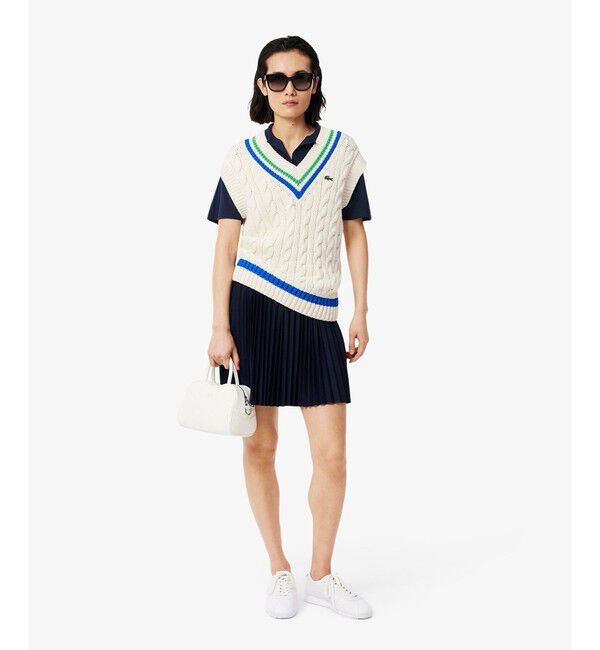 LACOSTE「サイドスリット スキッパーネック ドレープポロシャツ」|ポロシャツ|