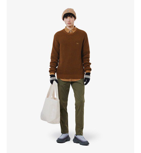 LACOSTE「エクストラファインラムウールボーダーニットグローブ」|手袋|
