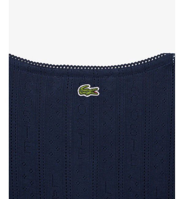 LACOSTE「透かし編みブランドネーム ニットカーディガン」|カーディガン|