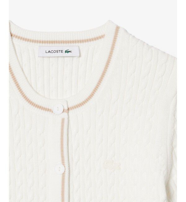LACOSTE「ケーブルニット ハーフスリーブカーディガン」|カーディガン|