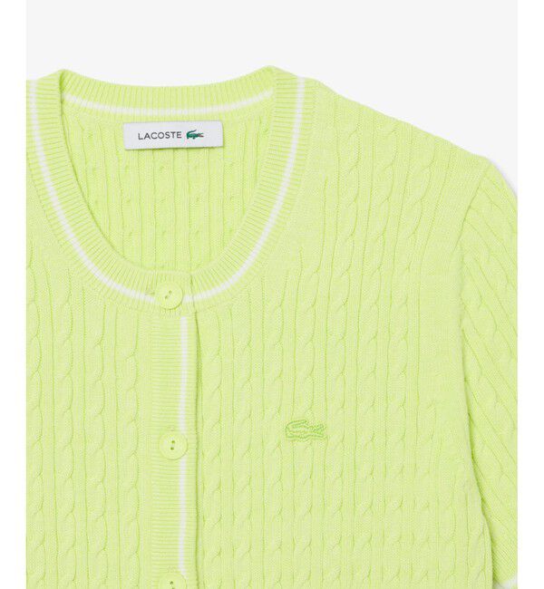 LACOSTE「ケーブルニット ハーフスリーブカーディガン」|カーディガン|