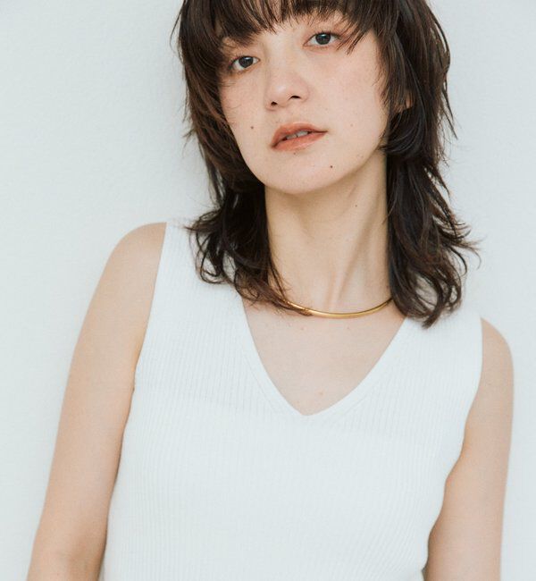  「【ほどよい華やかさをプラス/セットアップ対応可】レースヘムスリーブレスニット」|ニット・セーター|