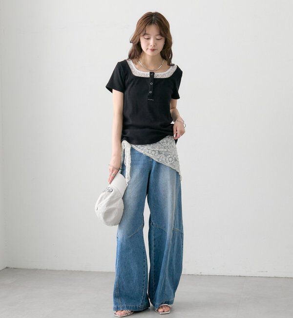  「スクエアネックヘンリーTシャツ」|Tシャツ・カットソー|